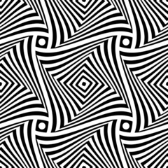 Abstract seamless op art pattern. Twisting lines texture.