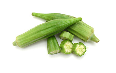 fresh okra isolated on a white background