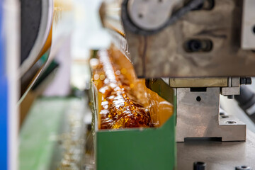 Tape manufacturing factory. Storage of excess resin and adhesive in the Hot Melt Coating Laminating...