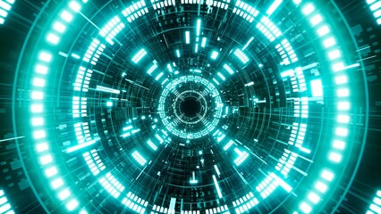 Glowing Cyber Technology Tunnel