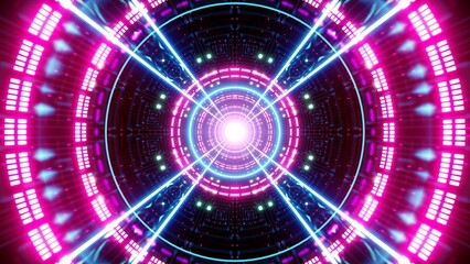 Glowing Neon Concert Tunnel Visual Jockey Art Background