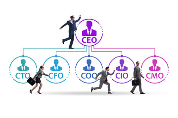 Illustration of organisation chart with various executives