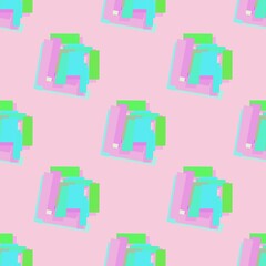 Abstract seamless pattern. Lines, spots on a pink background. Geometric forms.