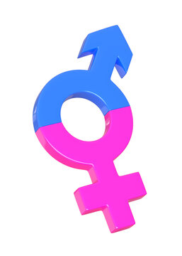 Transgender Symbol isolated on white background. Sexual symbols. Gender icon. LGBT Symbol. 3d Render 3d Illustration