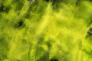 Simple neon yellow abstract background with drops, smears, stripes and stains. Hand-painted watercolor texture. Design for the fabric, backgrounds, wallpapers, covers and packaging, wrapping.