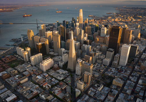 Evening sunlight, downtown San Francisco, California, USA