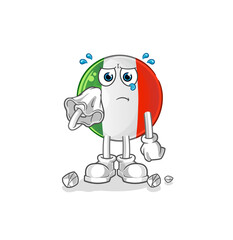 italy flag cry with a tissue. cartoon mascot vector