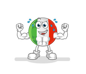 italy flag muscular cartoon. cartoon mascot vector