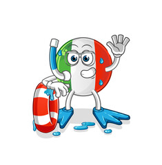 italy flag swimmer with buoy mascot. cartoon vector