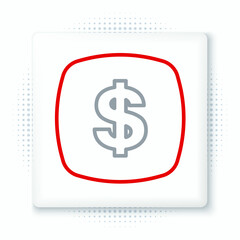 Line Dollar symbol icon isolated on white background. Cash and money, wealth, payment symbol. Casino gambling. Colorful outline concept. Vector