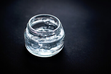 transparent jar with moisturizing gel with hyaluronic acid