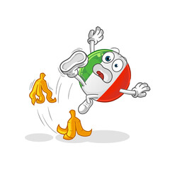 italy flag slipped on banana. cartoon mascot vector