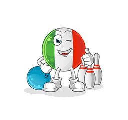 italy flag play bowling illustration. character vector