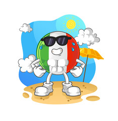 italy flag sunbathing in summer. character vector