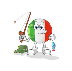 italy flag fisherman illustration. character vector