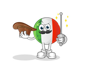 italy flag fencer character. cartoon mascot vector