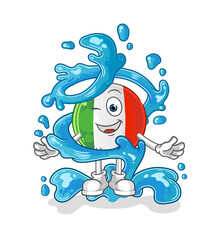 Naklejka premium italy flag fresh with water mascot. cartoon vector