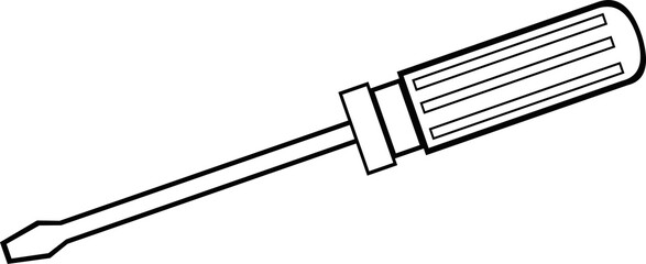 Vector illustration of a screwdriver drawn in black and white