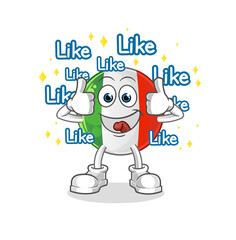 italy flag give lots of likes. cartoon vector