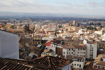 Fototapeta na wymiar The panorama of old town of Granada, Albaicin, in Spain 