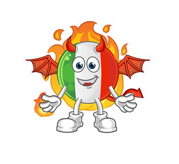 italy flag demon with wings character. cartoon mascot vector