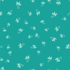 Green Piggy bank with coin icon isolated seamless pattern on green background. Icon saving or accumulation of money, investment. Vector