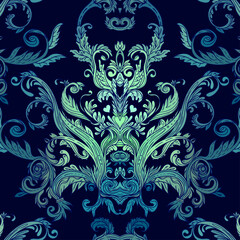 Seamless vintage background brown baroque pattern