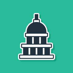 Blue White House icon isolated on green background. Washington DC. Vector