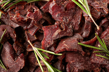 Spicy beef jerky with rosemary