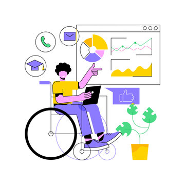 Assistive Technology Abstract Concept Vector Illustration. Assistive Devices For Disabled People, Adoptive Technology, Rehabilitation Of Elderly Population, Personal Daily Care Abstract Metaphor.