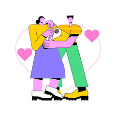 Adoption of a child abstract concept vector illustration. Child parenting, orphanage, adoptive parents, happy interracial family, single parent, african kid, same sex couple abstract metaphor.