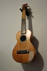 Naklejka premium Ukulele con fondo blanco