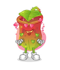Nepenthes fallin love vector. cartoon character
