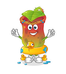 Nepenthes with duck buoy cartoon. cartoon mascot vector