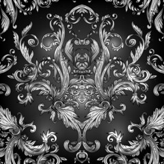 Seamless vintage background brown baroque pattern. Wallpaper, textile design.