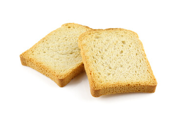 Two toasts isolated on white background. Bread slices