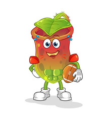 Nepenthes playing rugby character. cartoon mascot vector