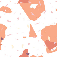 Terrazzo seamless pattern. Orange realistic