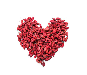 Plakat Heart made of dried barberries on white background