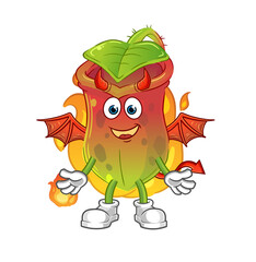 Nepenthes demon with wings character. cartoon mascot vector