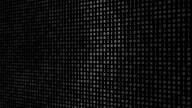 Binary code motion background. Moving numbers, digits zero and one. Seamless loop