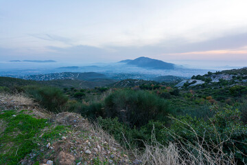 Athens view from Penteli mountain, Greece