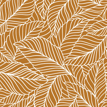 Elegant seamless pattern with delicate leaves. Vector Hand drawn floral background. © Oleksandra