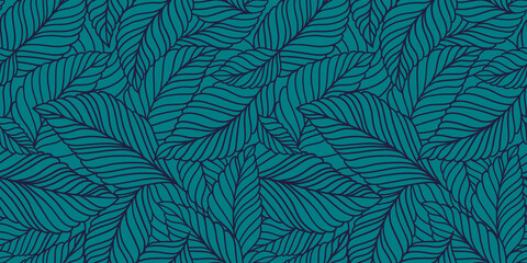 Elegant seamless pattern with delicate leaves. Vector Hand drawn floral background.