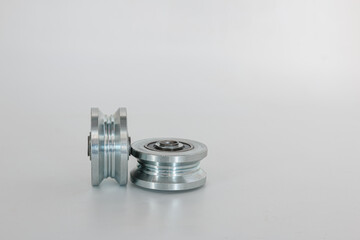 Groove door wheel with bearing on white background