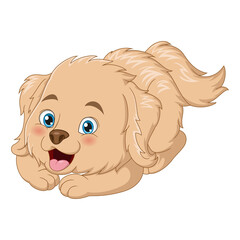 Cute baby dog cartoon lying down