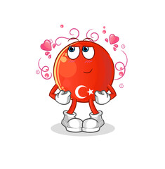 turkish flag shy vector. cartoon character