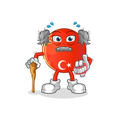 Obraz premium turkish flag white haired old man. character vector