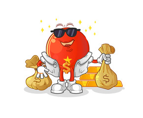 vietnamese flag rich character. cartoon mascot vector