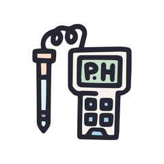 digital ph meter color vector doodle simple icon